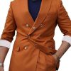 Men QMY Jacket | Premium Snap Button Blazer Brick Red