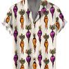 Men HWT Shirts | Men'S Hawaiian Shirts Funny Sexy Radish Print Short Sleeve Shirt Beige