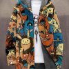 Men BXL Print Jacket | Men'S And Women'S Fun Monster Print Zipper Hooded Fleece Jacket Photo Color