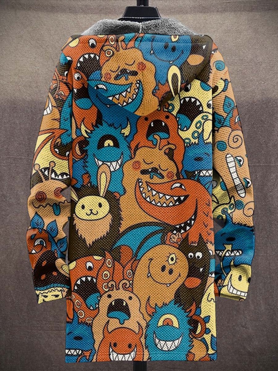 Men BXL Print Jacket | Men'S And Women'S Fun Monster Print Zipper Hooded Fleece Jacket Photo Color