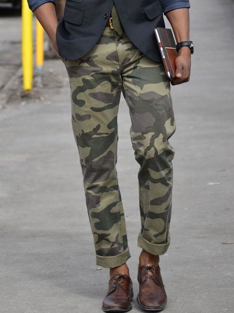 Men QMY Bottoms | Men'S Fashionable Casual Pants Camouflage