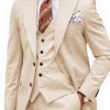 Men DJ Jacket | Lapel Solid Color Casual 3-Pocket Blazer Beige