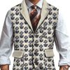 Men TH Vest | Retro Versatile Patchwork Print Lapel Three-Pocket Casual Vest Beige