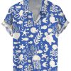 Men DJ Shirts | Retro Underwater World Print Short Sleeve Shirt Blue