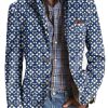 Men BXL Print Jacket | Men'S Floral Print Pocket Casual Blazer Blue