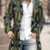 Men DJ Jacket | Gradient Geometric Print Stand Collar Single Breasted Double Pocket Jacket Photo Color