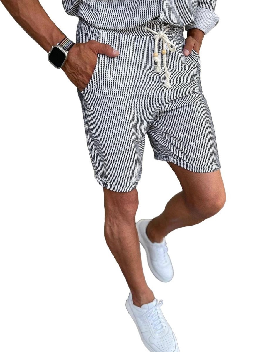 Men QMY Bottoms | Fashionable Casual Striped Shorts Photo Color