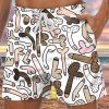 Men DJ Shorts | Cartoon Cocks Print Casual Double Pocket Lace-Up Shorts