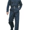 Men BXL Bottoms | Men'S Retro Striped Cotton Multi-Pocket Waist Casual Jumpsuit Navy Blue