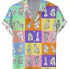 Men DJ Shirts | Rainbow Colorblock And Cocks Print Casual Short Sleeve Shirt Photo Color