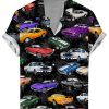 Men GYJ Shirts | Car Print Casual Short Sleeve Shirt Black