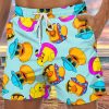 Men DJ Bottoms | Cute Yellow Duck Print Pocket Shorts Blue