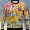 Men LJC Ugly Sweater | Rainbow Horse Stick Figure Crewneck Sweatshirt Photo Color