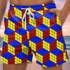 Men GYJ Bottoms | Rubik'S Cube Print Track Shorts Photo Color