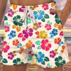 Men DJ Bottoms | Colorful Hawaiian Hibiscus Print Double Pocket Lace Up Shorts Photo Color