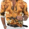 Men QMY Shirts | Vintage Washed Camouflage Print Long Sleeve Shirt Photo Color