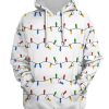 Men DJ T-Shirts | Christmas Lamp Printed Casual Hooded Sweatshirt White