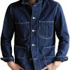 Men BXL Jacket | Men'S Retro Casual Multi-Pocket Solid Color Denim Jacket Dark Blue