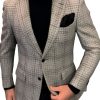 Men BXL Jacket | Men'S Vintage Multi-Pocket Houndstooth Wool Casual Blazer Gray