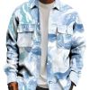 Men BXL Print Jacket | Water Ripple Sequin Print Pocket Single-Breasted Corduroy Jacket 68461869Xl Blue