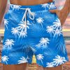 Men DJ Bottoms | Coconut Tree Print Two-Pocket Shorts Blue