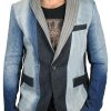 Men BXL Jacket | Men'S Vintage Denim Patchwork Pocket Casual Blazer Photo Color