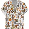 Men DJ Shirts | Fun Halloween Cocks Print Casual Short Sleeve Shirt Photo Color