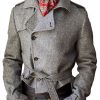 Men DJ Jacket | American Retro Lapel Lace-Up Woolen Coat Gray