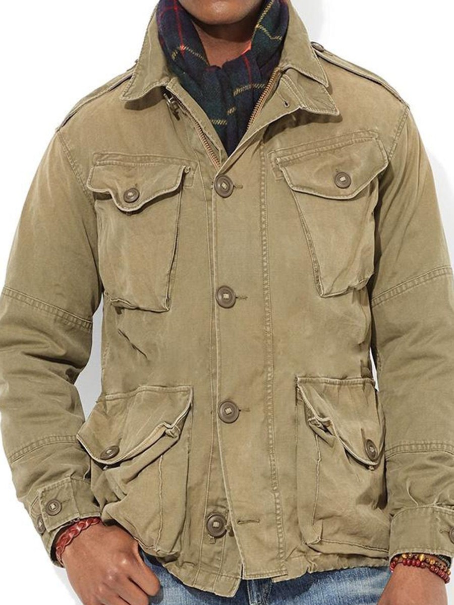 Men QMY Jacket | Men'S Outdoor Vintage Multi-Pocket Jacket Brown