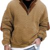 Men BXL Casual Hoodie | Men'S Casual Wheat Suede Patchwork Kangaroo Pocket Hoodie Khaki