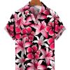 Men HLJ Shirts | Men'S Resort Hibiscus Lily Short Sleeve Shirt Pink