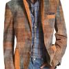 Men BXL Print Jacket | Men'S Gradient Stripe Print Casual Multi-Pocket Blazer Orange