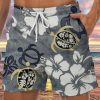 Men HLJ Shorts | Tropical Hibiscus Drawstring Board Shorts Grey