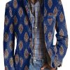 Men BXL Print Jacket | Men'S Vintage Pellis Print Pocket Casual Blazer Royal Blue