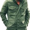 Men BXL Jacket | Vintage Multi-Pocket Solid Color Cotton Twill Zipper Stand Collar Casual Jacket Green