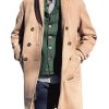 Men DJ Jacket | Lapel Double Pocket Double Breasted Warm Woolen Coat Khaki