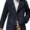 Men DJ Jacket | Lapel Double Pocket Double Breasted Casual Woolen Coat Navy