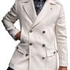 Men DJ Jacket | Solid Color Lapel Multi-Pocket Double-Breasted Coat White