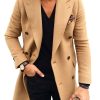 Men DJ Jacket | Retro Solid Color 3-Pocket Double-Breasted Lapel Casual Woolen Coat Khaki