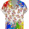 Men DJ Shirts | Fun Cocks Print Casual Short Sleeve Shirt