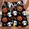 Men LJC Bottoms | Pumpkin Skull Print Track Shorts Black