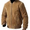 Men BXL Jacket | Men'S Casual Retro Zipper Solid Color Suede Stand Collar Jacket Khaki