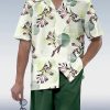 Men DJ Set | Cool Summer Green Abstract Floral Print Hawaiian Short Sleeve Shirt Set Photo Color