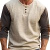 Men BXL T-Shirts | Men'S Round Neck Color Block Casual Long Sleeve T-Shirt Photo Color