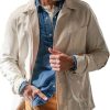 Men BXL Jacket | Men'S Multi-Pocket Solid Color Cotton Twill Retro Casual Jacket White