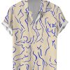 Men GYJ Shirts | Body Line Print Casual Short Sleeve Shirt Beige