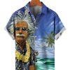 Men HLJ Shirts | Men'S Fun Hawaiian Surf Art Short Sleeve Shirt Blue