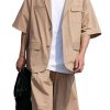 Men DJ Set | Retro Solid Color Casual Two-Piece Suit Khaki