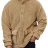 Men DJ Jacket | Sherpa Double-Pocket Single-Breasted Hooded Thermal Coat Khaki