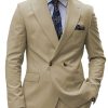 Men BXL Jacket | Men'S Solid Color Multi-Pocket Two-Button Blazer Apricot